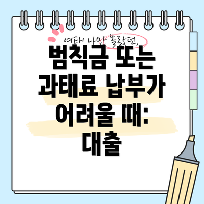 범칙금 또는 과태료 납부가 어려울 때: 대출