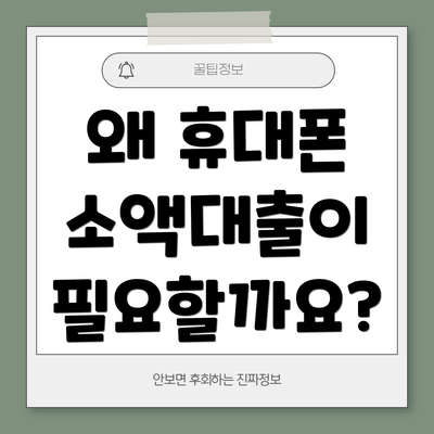 왜 휴대폰 소액대출이 필요할까요?