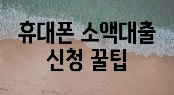 휴대폰 소액대출 신청 꿀팁