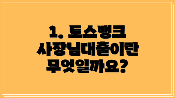 1. 토스뱅크 사장님대출이란 무엇일까요?