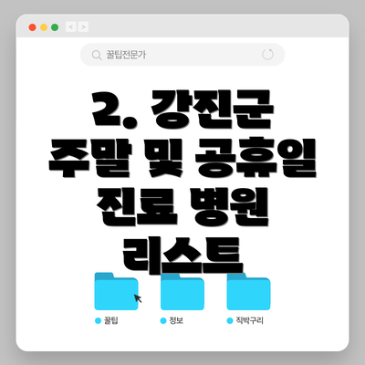 2. 강진군 주말 및 공휴일 진료 병원 리스트