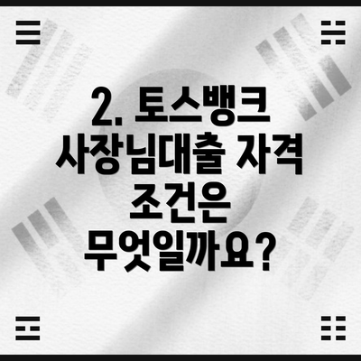 2. 토스뱅크 사장님대출 자격 조건은 무엇일까요?