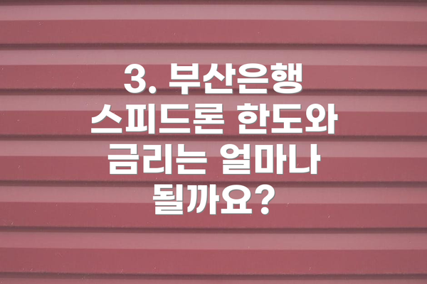 3. 부산은행 스피드론 한도와 금리는 얼마나 될까요?