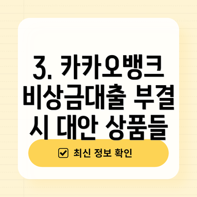 3. 카카오뱅크 비상금대출 부결 시 대안 상품들