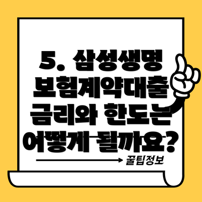 5. 삼성생명 보험계약대출 금리와 한도는 어떻게 될까요?