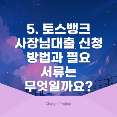 5. 토스뱅크 사장님대출 신청 방법과 필요 서류는 무엇일까요?