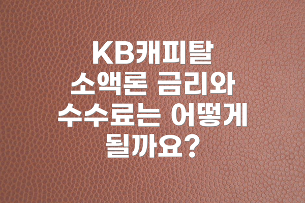 KB캐피탈 소액론 금리와 수수료는 어떻게 될까요?