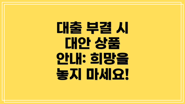 대출 부결 시 대안 상품 안내: 희망을 놓지 마세요!