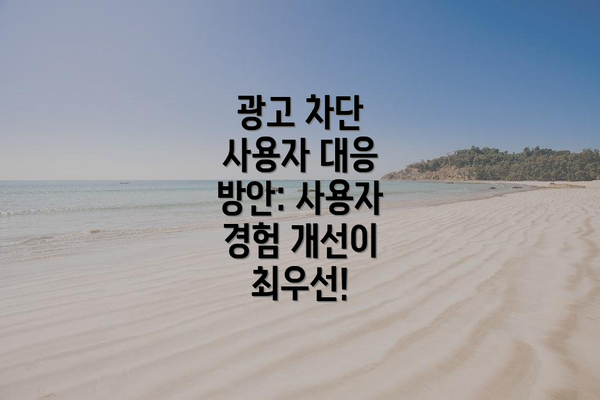 광고 차단 사용자 대응 방안: 사용자 경험 개선이 최우선!