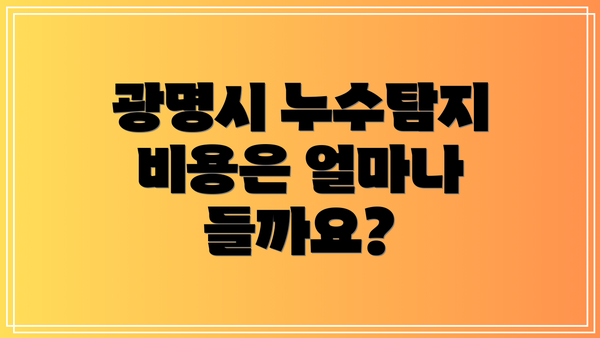 광명시 누수탐지 비용은 얼마나 들까요?
