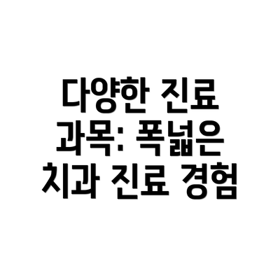다양한 진료 과목: 폭넓은 치과 진료 경험