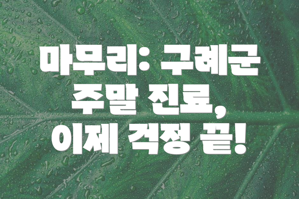 마무리: 구례군 주말 진료, 이제 걱정 끝!