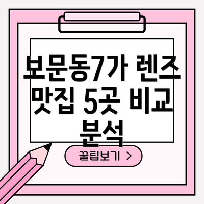 보문동7가 렌즈 맛집 5곳 비교 분석