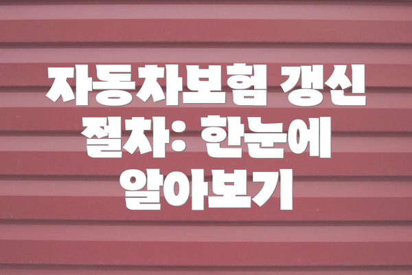 자동차보험 갱신 절차: 한눈에 알아보기