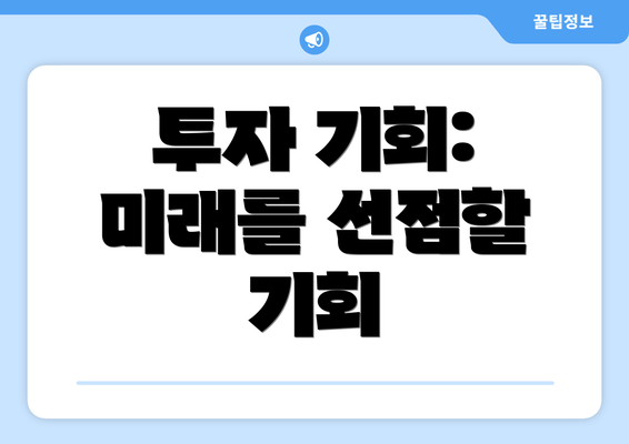 투자 기회: 미래를 선점할 기회