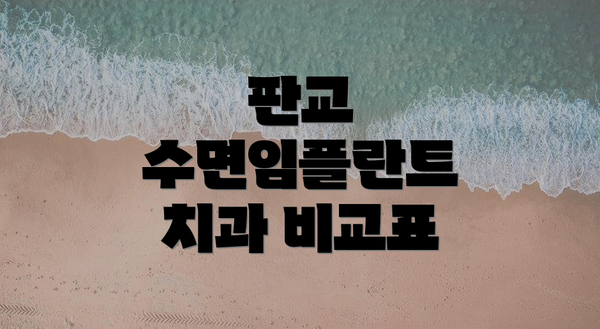 판교 수면임플란트 치과 비교표