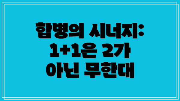 합병의 시너지: 1+1은 2가 아닌 무한대