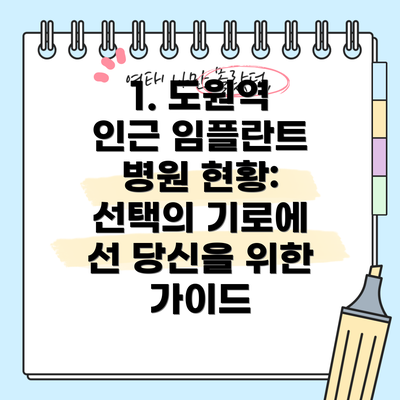 1. 도원역 인근 임플란트 병원 현황: 선택의 기로에 선 당신을 위한 가이드