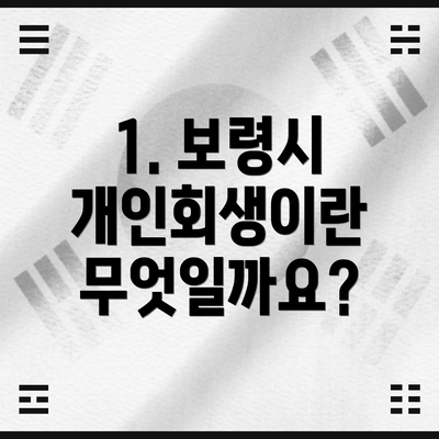 1. 보령시 개인회생이란 무엇일까요?