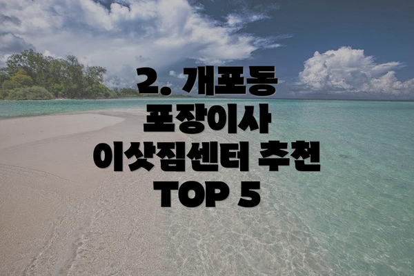 2. 개포동 포장이사 이삿짐센터 추천 TOP 5