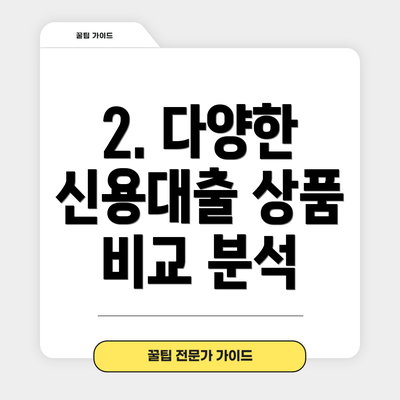 2. 다양한 신용대출 상품 비교 분석