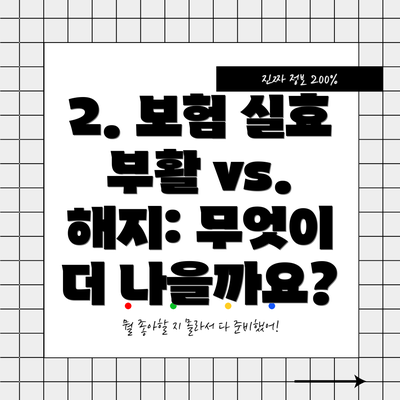 2. 보험 실효 부활 vs. 해지: 무엇이 더 나을까요?