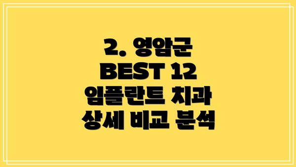 2. 영암군 BEST 12 임플란트 치과 상세 비교 분석