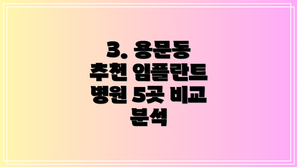 3. 용문동 추천 임플란트 병원 5곳 비교 분석