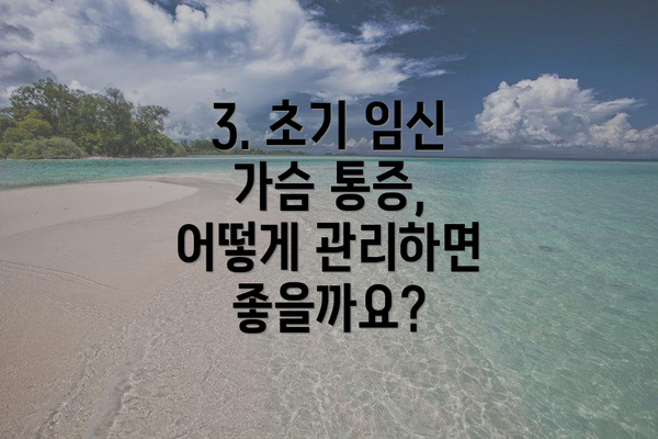 3. 초기 임신 가슴 통증, 어떻게 관리하면 좋을까요?