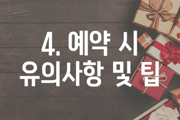 4. 예약 시 유의사항 및 팁