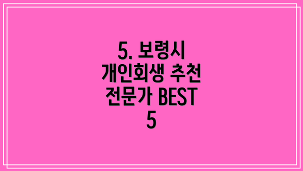 5. 보령시 개인회생 추천 전문가 BEST 5