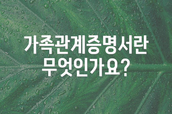 가족관계증명서란 무엇인가요?