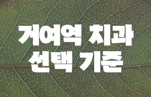 거여역 치과 선택 기준