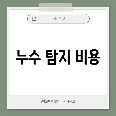 누수 탐지 비용
