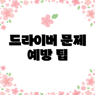 드라이버 문제 예방 팁
