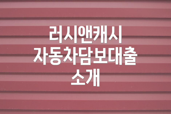 러시앤캐시 자동차담보대출 소개
