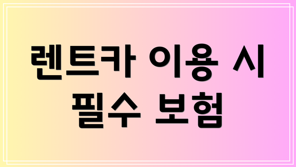 렌트카 이용 시 필수 보험