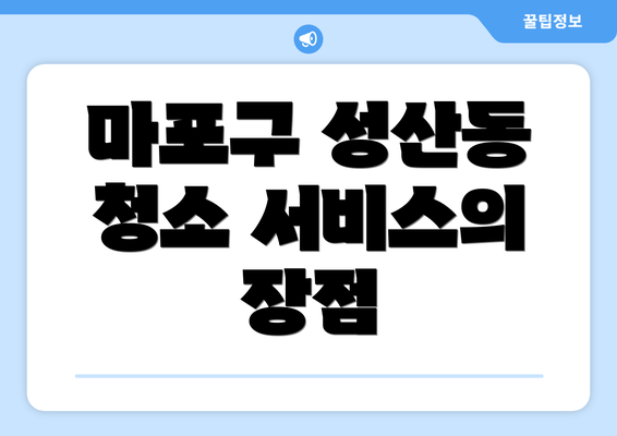마포구 성산동 청소 서비스의 장점