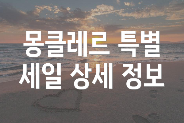 몽클레르 특별 세일 상세 정보