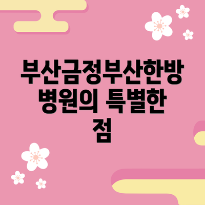 부산금정부산한방병원의 특별한 점