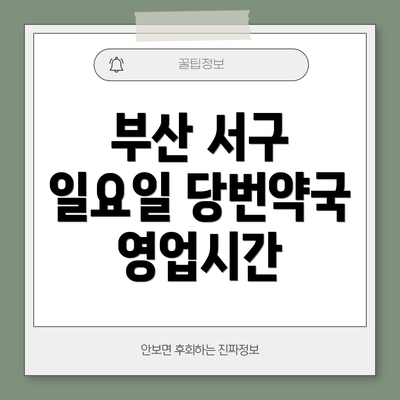 부산 서구 일요일 당번약국 영업시간