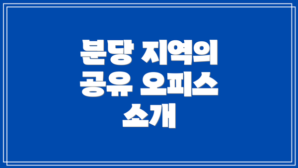 분당 지역의 공유 오피스 소개