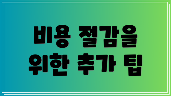 비용 절감을 위한 추가 팁