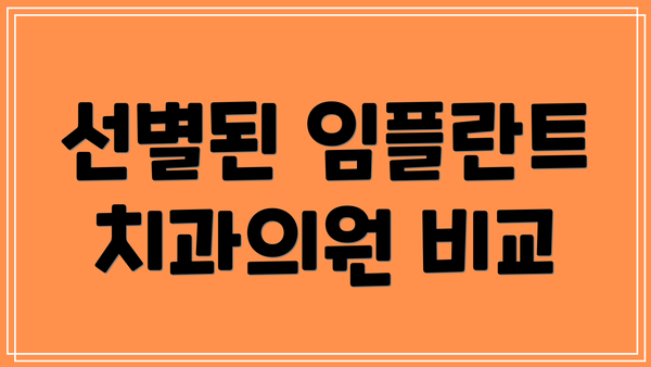 선별된 임플란트 치과의원 비교