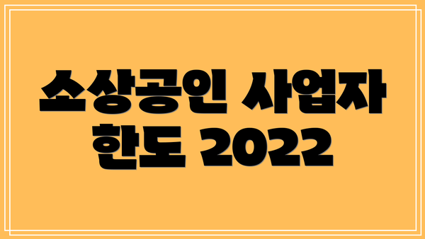 소상공인 사업자 한도 2022