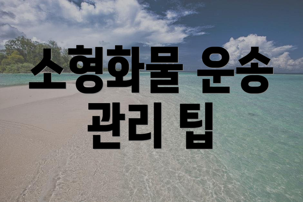 소형화물 운송 관리 팁
