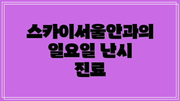스카이서울안과의 일요일 난시 진료