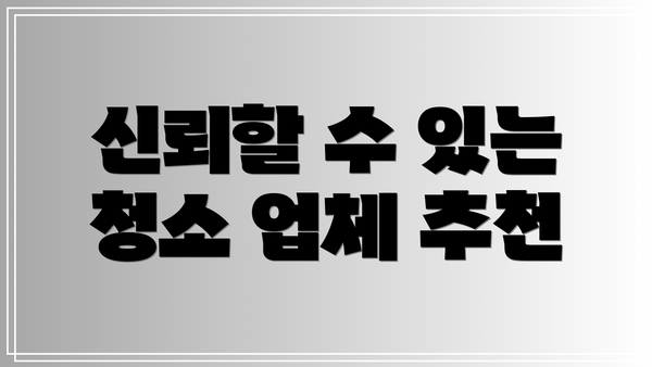 신뢰할 수 있는 청소 업체 추천