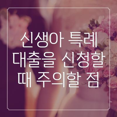 신생아 특례 대출을 신청할 때 주의할 점