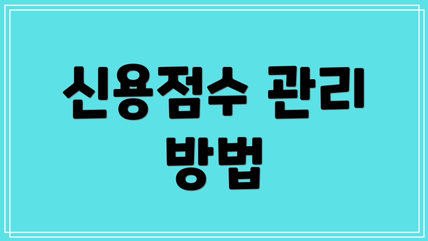 신용점수 관리 방법